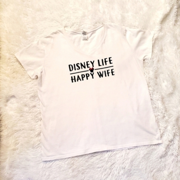 Disney Tops - White Disney Life V-Neck Tee Plus Size 2X